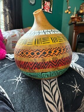Handpainted Tribal Pattern Gourd Vase